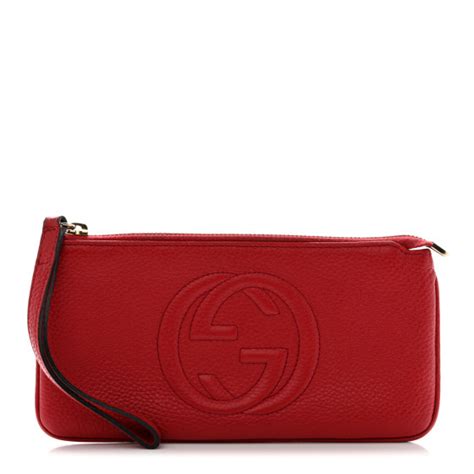 gucci pebbled calfskin soho wristlet|GUCCI Pebbled Calfskin Soho Wristlet Vibrant Red.